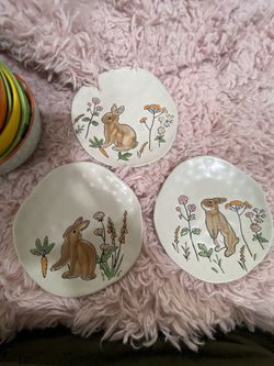 Rabbit Ceramic Plates $15