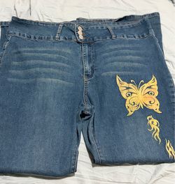 Butterfly bell bottom pants