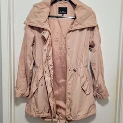 Sam Edelman Lightweight Utility Rain Jacket in Light Blush Pink Women's Small