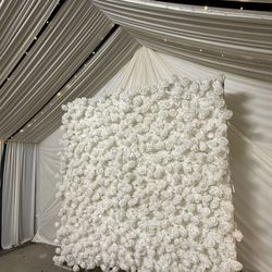 White Wedding Floral Wall Backdrop 