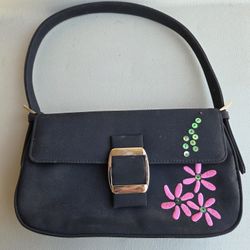 Woman's purse/ Black handbag/ shoulder length purse 
