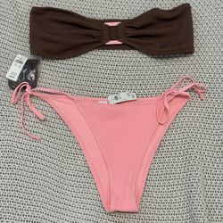 NWT Aerie Pink & Brown Bikini Size XL