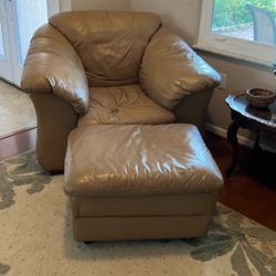 Leather Chair & Ottoman
