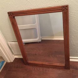Wood Framed Antique Mirror