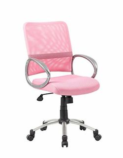 Boss Office Products Mesh Back Task Chair with Pewter Finish in Pink *NEW*