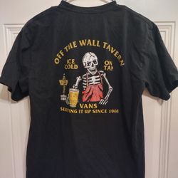 🛹VANS Off The Wall Tavern Shirt Medium Preowned Beer Skeleton BG23🍺