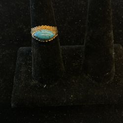 18k Ring With Turquoise Stone 41023-1