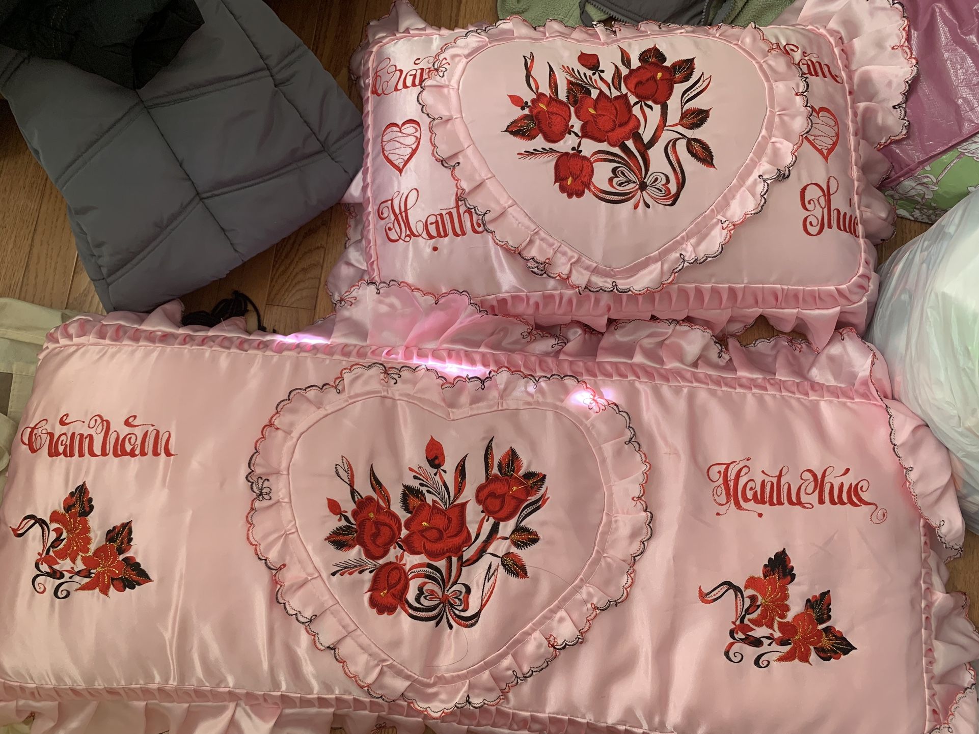 Vietnamese Wedding Pillow Set (3) (Tram Nam Hanh Phuc)