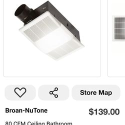 80 CFM Ceiling Bathroom Exhaust Fan with Light and Heater