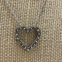 Marcasite  Silver  925 Heart  Necklace 