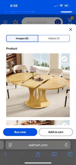 Extendable round to oval wood dining room table 4-8 people