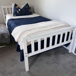 Twin Bed Frame And Trundle Frame (1 Mattress Included)