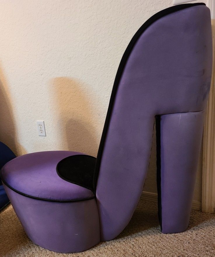 Purple/ Black Velvet High Heel Chairs