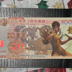 Billete De China Y 2 Fotos Originales Antiguas De Bruce Lee