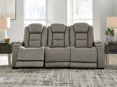 The Man-den Triple Power Leather Sofa By Ashley 