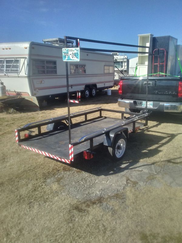 8ft Utility Trailer w/tilting bed and ladder rack for Sale in Tulsa, OK OfferUp