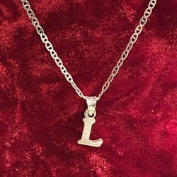 925 NEW SILVER Necklace With  L Pendant 