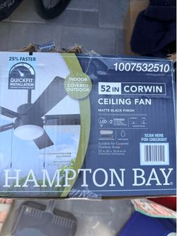 52 in. Corwin Indoor/Outdoor Matte Black LED Ceiling Fan with Light Kit