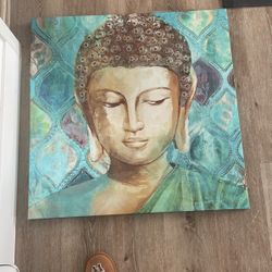 Buddha Blue And Green Wall Art Shiny And Textured