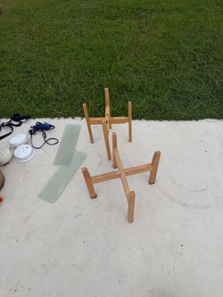 Wooden Plant Stands Set of Two