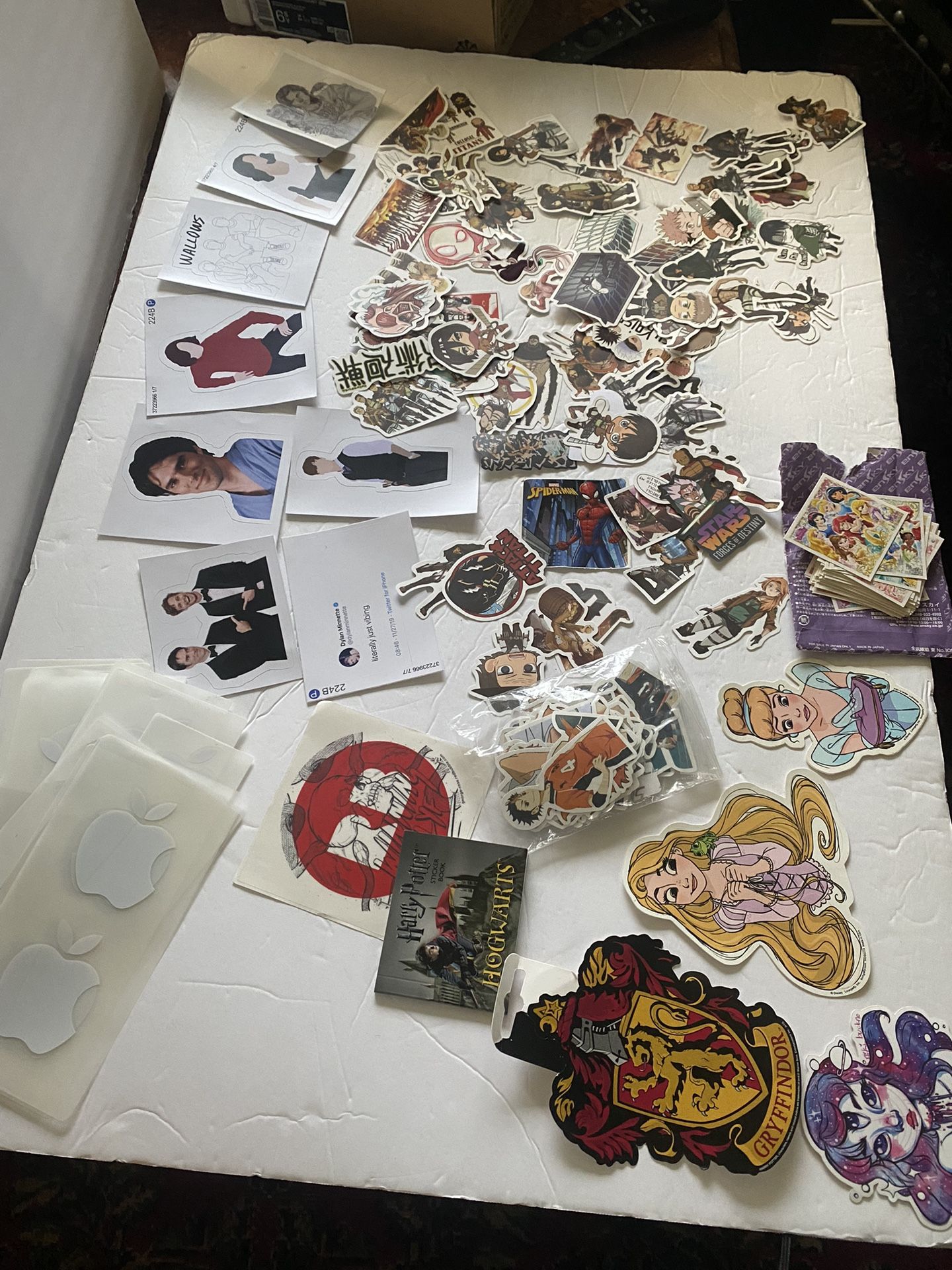 Large Lot Of Stickers Disney, Apple, Anime, Willow, Harry Potter, Etc,