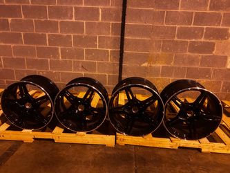 2020 - 2027 Corvette C8 Stingray Black 5-Spoke Wheels with Polished Lip - Set of 4