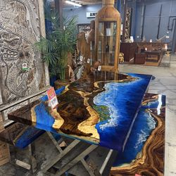 MEGA SALE! Ocean Resin & Monkey Pod Dining Table (Save $4000+)