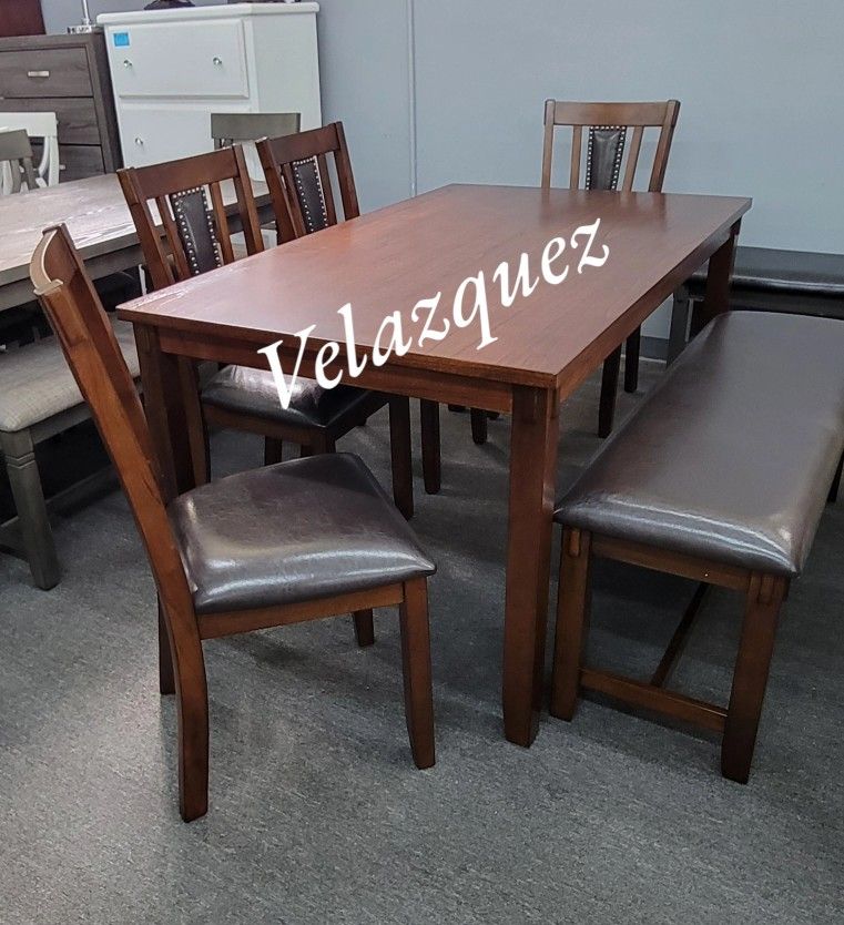 ✅️✅️6 pc bridget ii espresso finish wood dining...