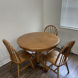 Wood Dining Table With Three Chairs