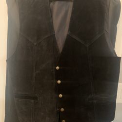 Suede Black Leather Vest - Large, Never Worn