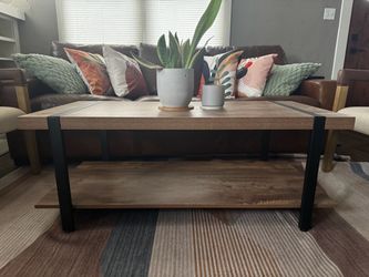 Industrial Wood and Metal Coffee Table