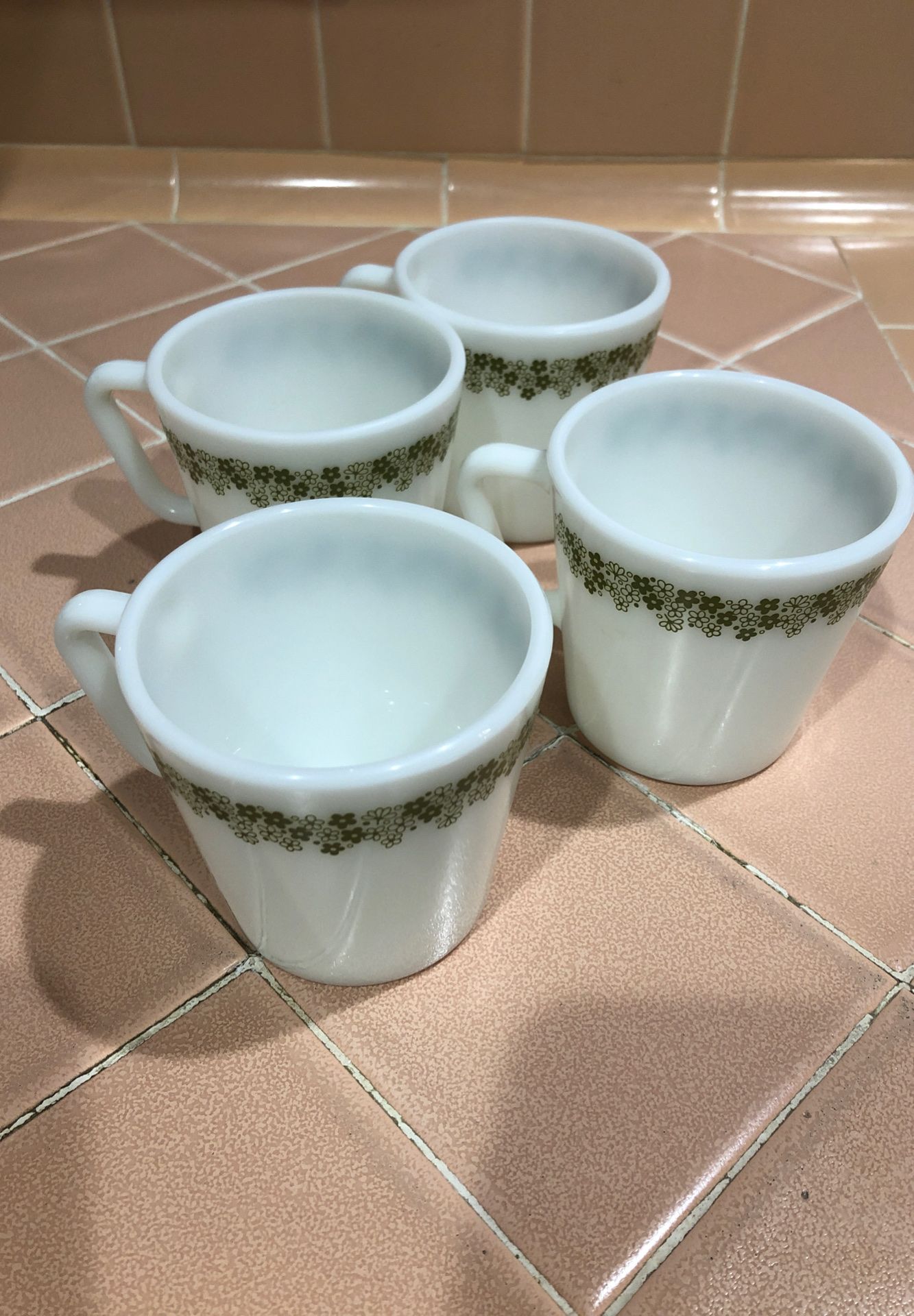 Vintage Pyrex milk glass coffee mugs
