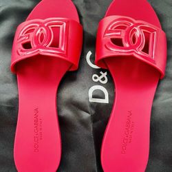 NWTDolce & Gabbana Dg Logo Jelly Sandal Red Women's 37With Dust Bag