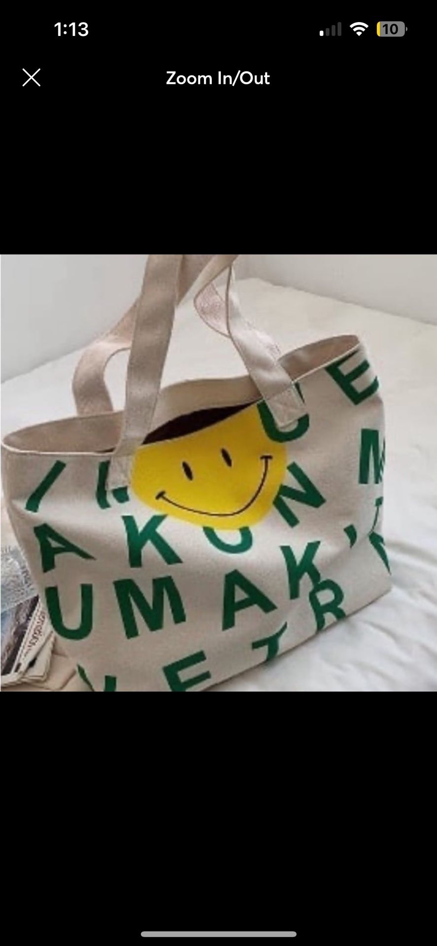 Canvas Zipper Tote Bag Brand New