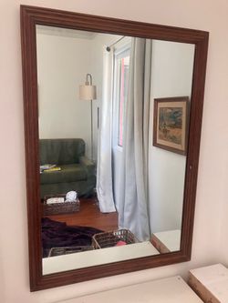 Large Solid Wood Framed Mirror – 48” x 34” – Excellent Quality