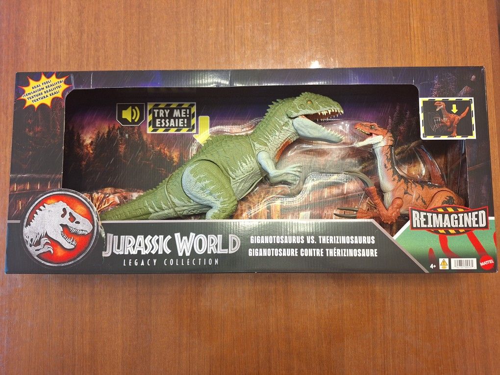 Mattel Jurassic World Legacy Collection Reimagined Giganotosaurus VS Therizinosaurus 2 Pack