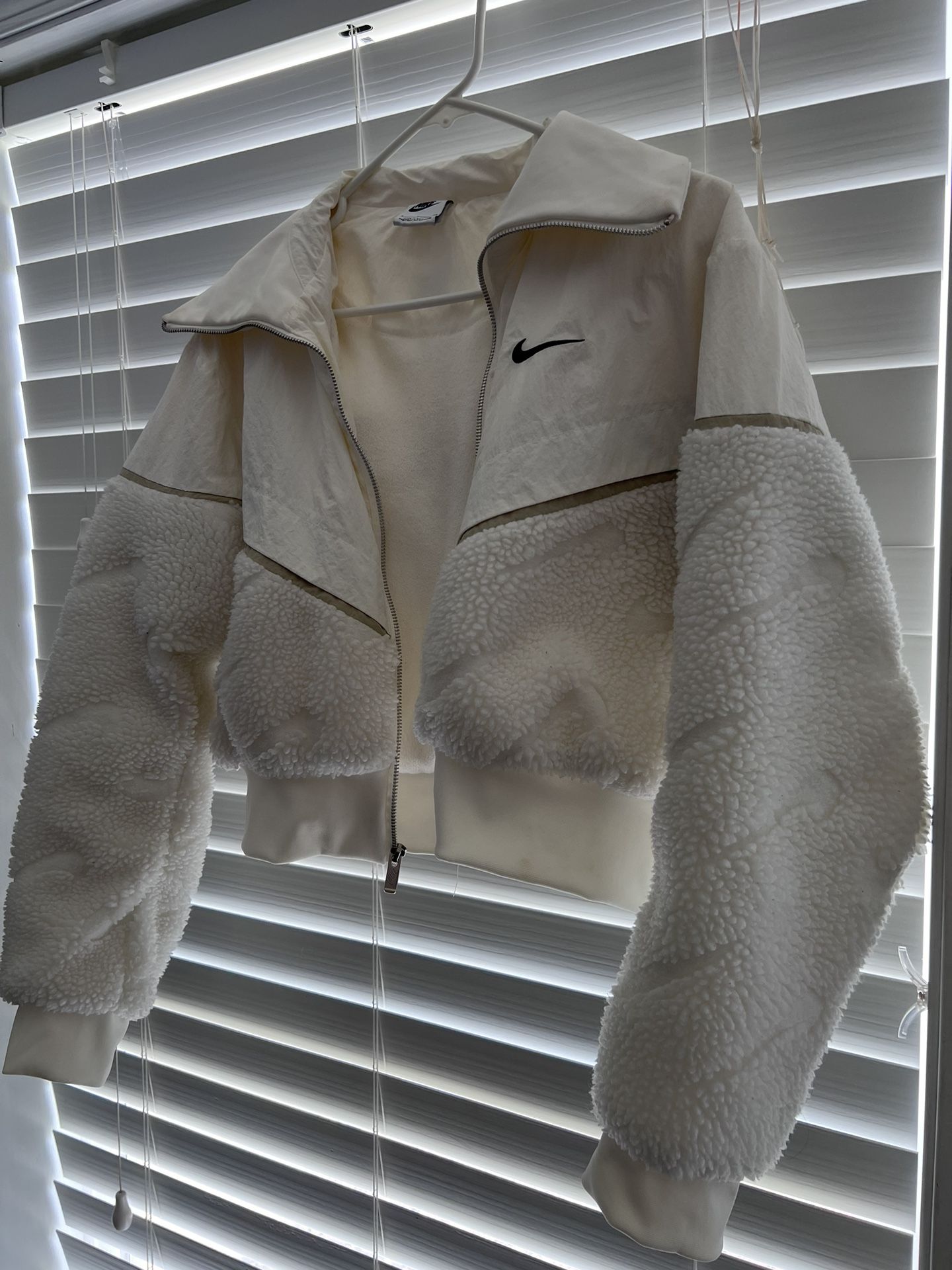 Women’s Nike Nylon/sherpa fleece Bomber Jacket In Beige