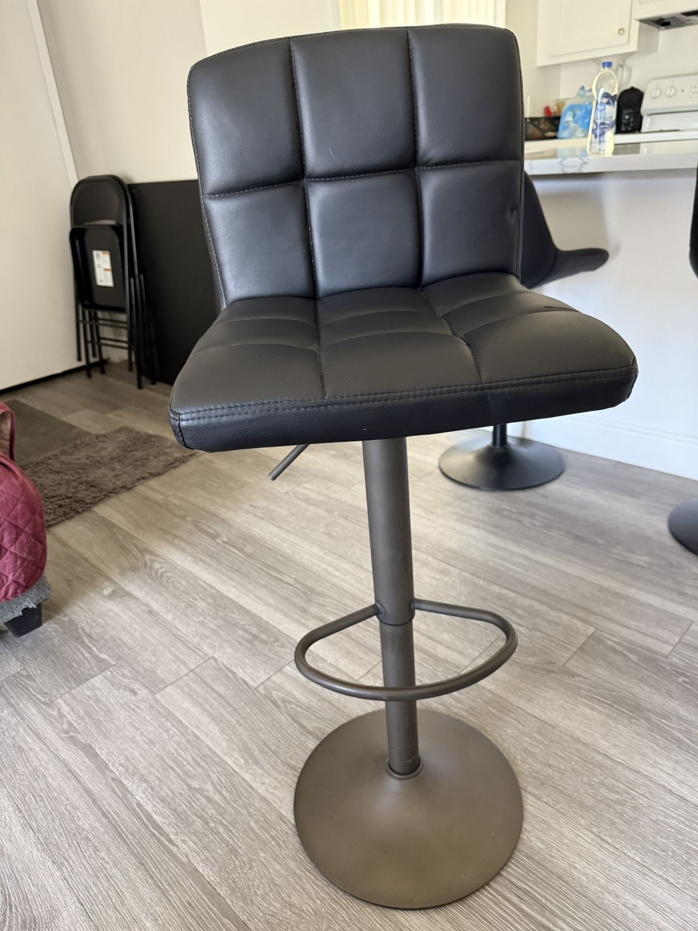 Black Leather Stool