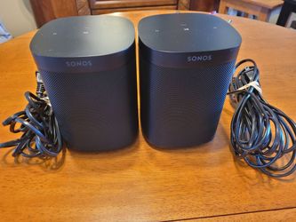 Sonos One SL Rear Black Wireless Speakers With NIB Stands