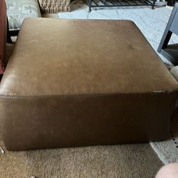 Large brown Leather Ottoman 