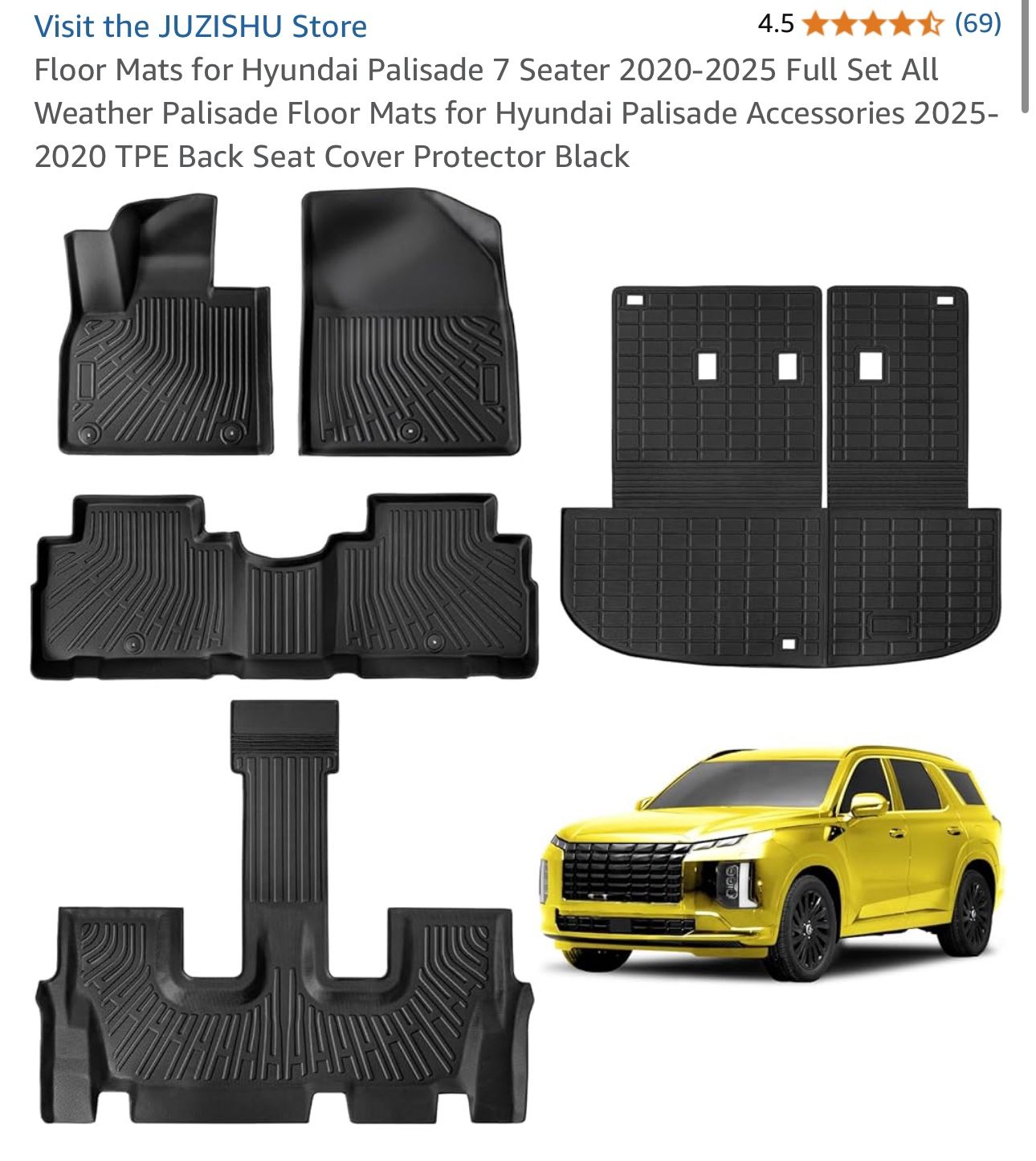 New Floor Mats For Hyundai Palisade 7 Seater Full set. 2020-2025
