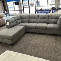 Grey Tufted Sectional Couch