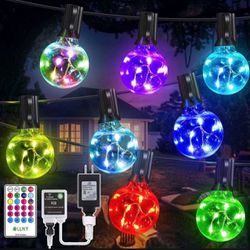 Ollny G40 30FT Outdoor String Lights, Waterproof RGB Color Changing Hanging Lights with 30 Edison + 2 Spare LED Bulbs, Shatterproof Outside Lights for