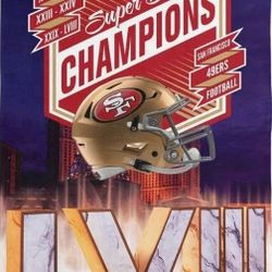 BRAND NEW EXCELLENT CONDITION NEW IN BAG SUPER BOWL CHAMPION 49ERS TOWEL 30×60
