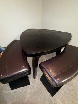 Triangle Dining Table with 3 Benches