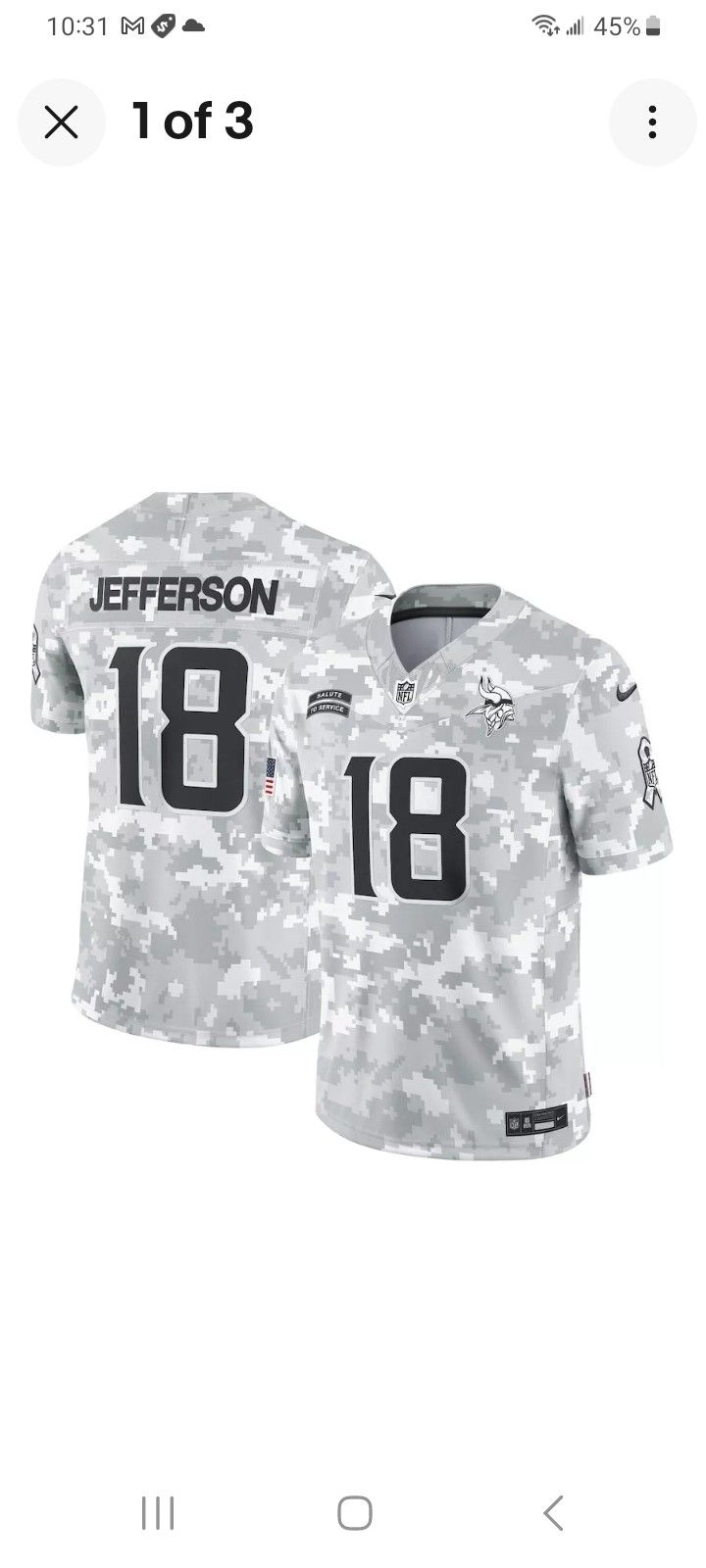 Minnesota Vikings Justin Jefferson Nike Jersey Mens XL Non Negotiable