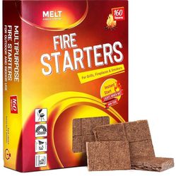 
Fire Starter Squares 160 - Fire Starter Pack for Chimney, Grill Pit, Fireplace, Campfire, BBQ & Smoker - Water Resistant and Odourless - Camping Acce