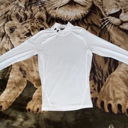 Under Armour Men’s White Turtleneck Compression Long Sleeve Shirt HEATGEAR