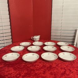 Style House Fine China Of Japan Princess Pattern 13 Pc 12 Dessert Bowl And 1 Creamer