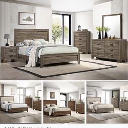 4- Pc Bedroom set Dresser,Mirror  Nightstand (1) Queen size bed frame  Not including Mattress and Box Sp